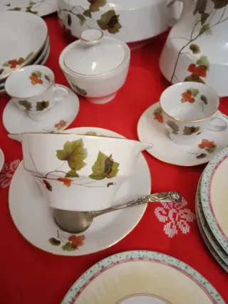 Juego de café porcelana blanco y oro