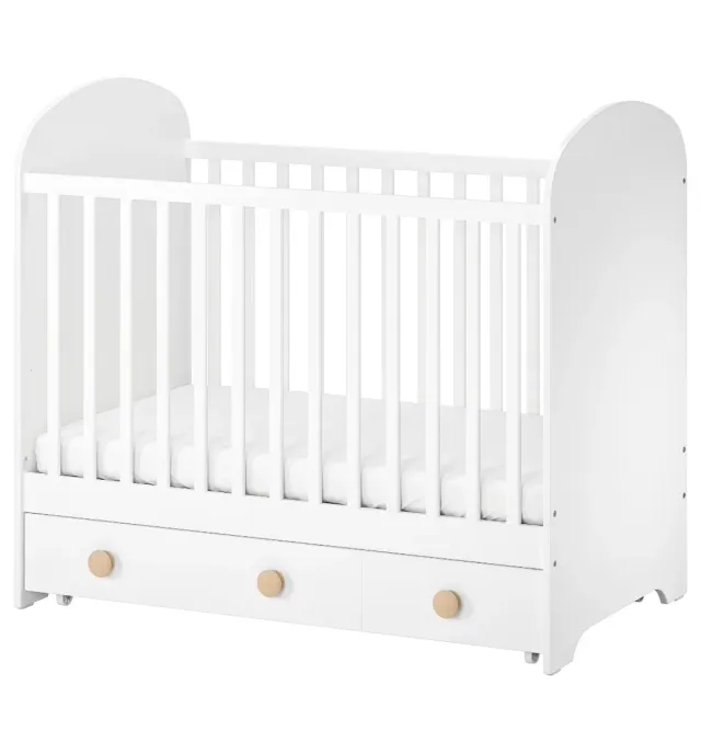 Cuna IKEA GONATT blanca con cajón