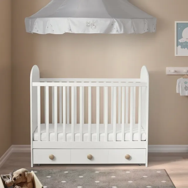 Cuna IKEA GONATT blanca con cajón