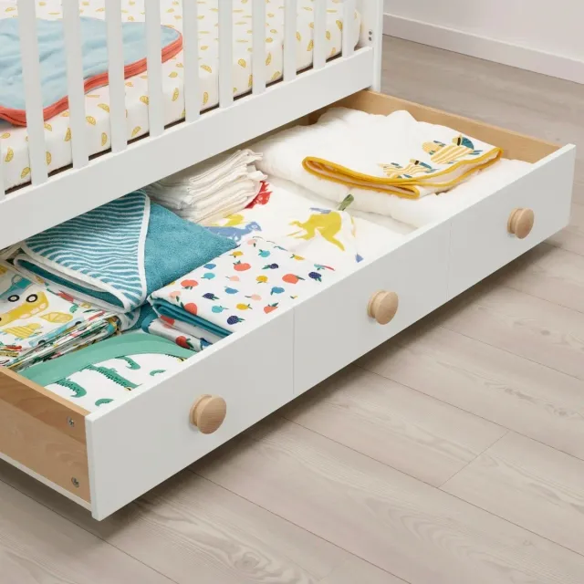 Cuna IKEA GONATT blanca con cajón