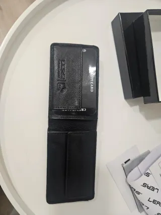 Cartera LEAS Piel Auténtica RFID Negra