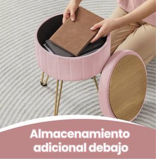 Silla Taburete rosa y dorado