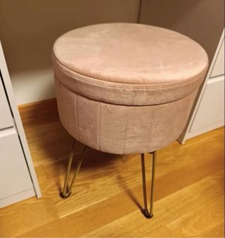 Silla Taburete rosa y dorado