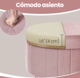 Silla Taburete rosa y dorado