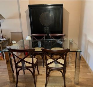 Mesa Comedor Cristal y Metal