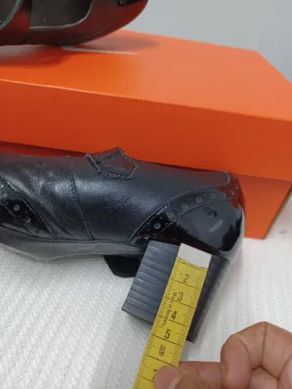 Merceditas Pitillos Tacón Negro Charol y Piel