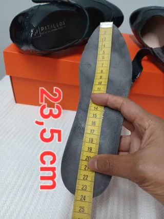 Merceditas Pitillos Tacón Negro Charol y Piel