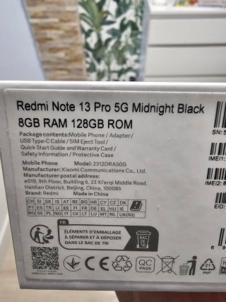 Xiaomi Redmi Note 13 Pro 5G Negro con caja