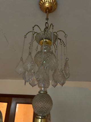 Lámpara araña cristal dorada