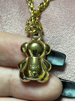 Collar doble dorado oso acero inoxidable