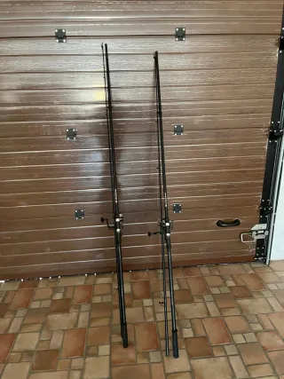 2 Canne da pesca per carpfishing con mulinello