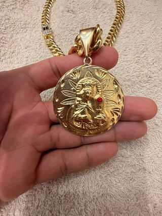 CADENA LAMINADA EN ORO 18k con Colgante Virgen
