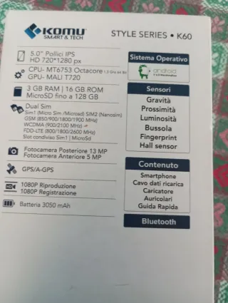 Caricabatterie e cavo USB Komu 60 Bianco