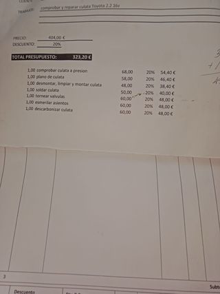 Culata y Turbo Toyota Corolla Verso
