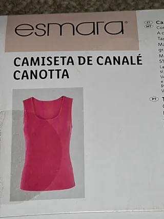 Camiseta Esmara canalé rosa Talla L 46/48