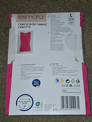 Camiseta Esmara canalé rosa Talla L 46/48
