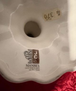 Candelabro Cerámica Manises Años 70 Azul Blanco