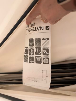 Parasol redondo beige/blanco