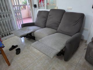 Sofá Eléctrico Abatible Beige y Marrón