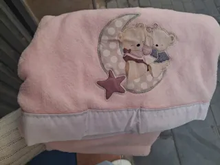 Sabanas Carrito Bebé Rosa Ositos Luna,invierno.