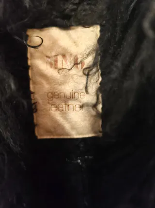 Abrigo Piel Genuina Vintage Negro con pelo