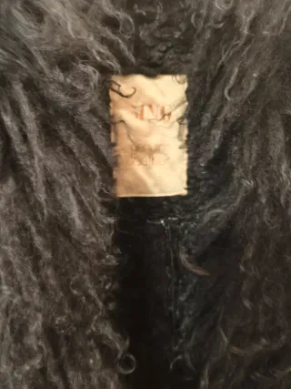 Abrigo Piel Genuina Vintage Negro con pelo