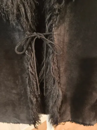 Abrigo Piel Genuina Vintage Negro con pelo