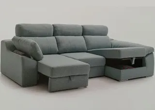 Sofá Chaise Longue Gris Convertible