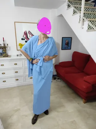 Vestido fiesta azul cielo