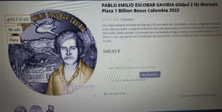 Moneda Pablo Escobar Edición Especial 2 onzas