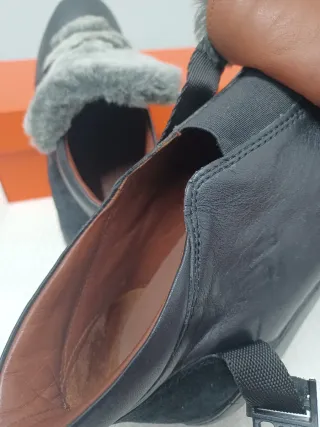 Botines Hispanitas Piel Negro y Gris