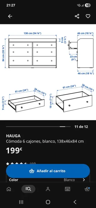 Cómoda Hauga IKEA Blanca