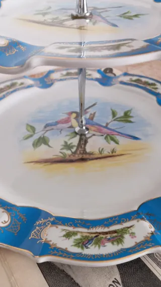 Alzatina vintage uccelli porcellana
