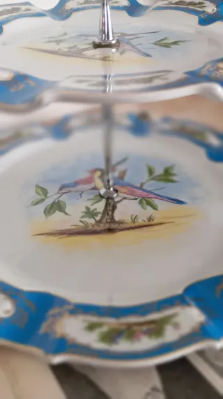 Alzatina vintage uccelli porcellana