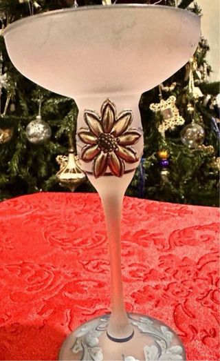 Bello Candelabro vidrio esmerilado y plata de ley