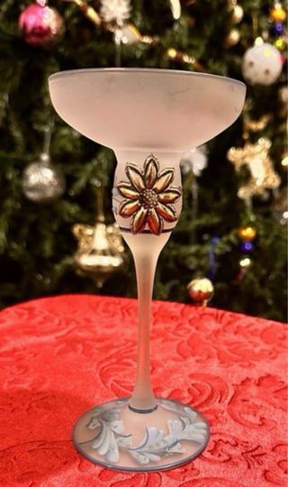 Bello Candelabro vidrio esmerilado y plata de ley