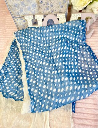 Pashmina Estampada Mujer Azul y Blanco