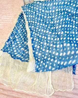 Pashmina Estampada Mujer Azul y Blanco