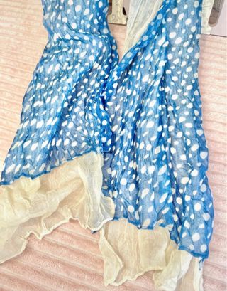 Pashmina Estampada Mujer Azul y Blanco