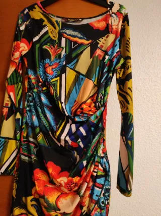 Vestido Desigual Multicolor Manga Larga