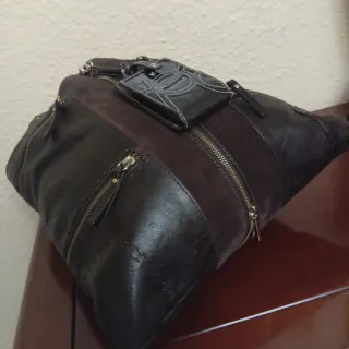 Bolso Purificación García Piel y Ante Marrón