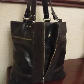 Bolso Purificación García Piel y Ante Marrón