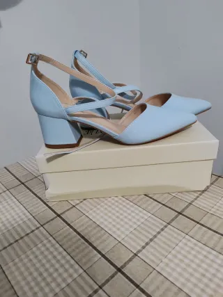 Scarpe tacco azzurre