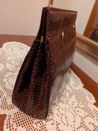 Borsa in pelle di serpente marrone