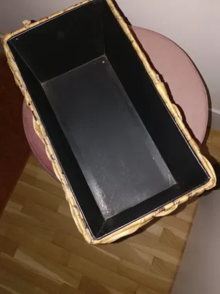 Caja de Almacenamiento Mimbre y Plástico