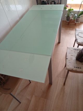 Mesa de cocina cristal y metal