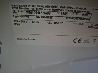 Tapadera lavadora Siemens