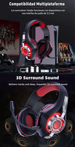 Cascos Gaming Graves Envolvente 3D Micrófono Nuevo