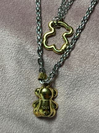 Collar doble oso acero inoxidable
