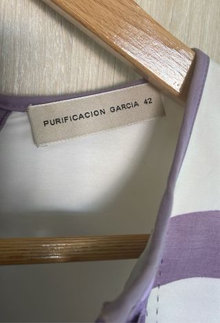 Vestido elegante morado y blanco Talla 42